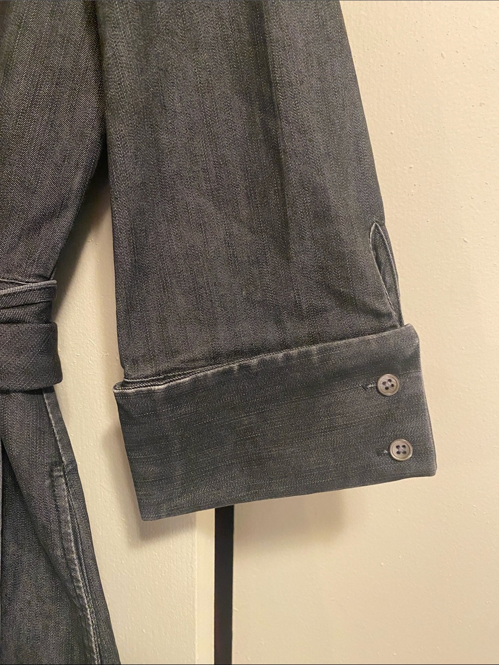Kenneth Cole Reaction Dark Denim Wrap Midi Shirt Dress Heavy Denim Size 10 - Picture 8 of 15